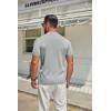 COOFANDY Men’s Mock Turtleneck Sweater Short Sleeve Casual Knitted T-Shirts Thermal Tops Solid Basic Tee(Light Grey)