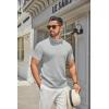 COOFANDY Men’s Mock Turtleneck Sweater Short Sleeve Casual Knitted T-Shirts Thermal Tops Solid Basic Tee(Light Grey)