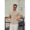 COOFANDY Men’s Mock Turtleneck Sweater Short Sleeve Casual Knitted T-Shirts Thermal Tops Solid Basic Tee(Light Khaki)
