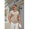 COOFANDY Men’s Mock Turtleneck Sweater Short Sleeve Casual Knitted T-Shirts Thermal Tops Solid Basic Tee(Light Khaki)