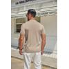 COOFANDY Men’s Mock Turtleneck Sweater Short Sleeve Casual Knitted T-Shirts Thermal Tops Solid Basic Tee(Light Khaki)