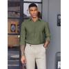 COOFANDY Mens Oxford Shirt Long Sleeve Casual Button Down Shirts Soild Dress Shirts with Pocket(Army Green)