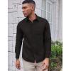 COOFANDY Mens Oxford Shirt Long Sleeve Casual Button Down Shirts Soild Dress Shirts with Pocket(Black)
