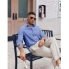 COOFANDY Mens Oxford Shirt Long Sleeve Casual Button Down Shirts Soild Dress Shirts with Pocket(Blue)