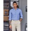 COOFANDY Mens Oxford Shirt Long Sleeve Casual Button Down Shirts Soild Dress Shirts with Pocket(Blue)