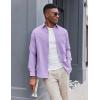 COOFANDY Mens Oxford Shirt Long Sleeve Casual Button Down Shirts Soild Dress Shirts with Pocket(Lavender)