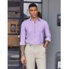 COOFANDY Mens Oxford Shirt Long Sleeve Casual Button Down Shirts Soild Dress Shirts with Pocket(Lavender)