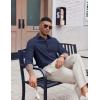 COOFANDY Mens Oxford Shirt Long Sleeve Casual Button Down Shirts Soild Dress Shirts with Pocket(Navy Blue)
