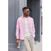 COOFANDY Mens Oxford Shirt Long Sleeve Casual Button Down Shirts Soild Dress Shirts with Pocket(Pink)