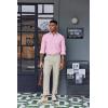 COOFANDY Mens Oxford Shirt Long Sleeve Casual Button Down Shirts Soild Dress Shirts with Pocket(Pink)