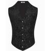 COOFANDY Mens Paisley Tuxedo Vest Victorian Steampunk Gothic Suit Vest Slim Fit V-Neck Waistcoat(Black Filigree)