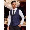 COOFANDY Mens Paisley Tuxedo Vest Victorian Steampunk Gothic Suit Vest Slim Fit V-Neck Waistcoat(Blue)