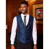 COOFANDY Mens Paisley Tuxedo Vest Victorian Steampunk Gothic Suit Vest Slim Fit V-Neck Waistcoat(Blue)