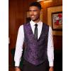 COOFANDY Mens Paisley Tuxedo Vest Victorian Steampunk Gothic Suit Vest Slim Fit V-Neck Waistcoat(Purple)
