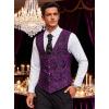 COOFANDY Mens Paisley Tuxedo Vest Victorian Steampunk Gothic Suit Vest Slim Fit V-Neck Waistcoat(Purple)