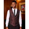 COOFANDY Mens Paisley Tuxedo Vest Victorian Steampunk Gothic Suit Vest Slim Fit V-Neck Waistcoat(Wine Red)