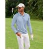 COOFANDY Men’s Polo Shirt Long Sleeve Moisture Wicking Golf Shirts Sun Protection Collared Work Shirts(3 Pack Light Blue & White & Light Grey)