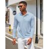 COOFANDY Men’s Polo Shirt Long Sleeve Moisture Wicking Golf Shirts Sun Protection Collared Work Shirts(Light Blue)
