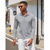 COOFANDY Men’s Polo Shirt Long Sleeve Moisture Wicking Golf Shirts Sun Protection Collared Work Shirts(Light Grey)