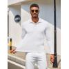 COOFANDY Men’s Polo Shirt Long Sleeve Moisture Wicking Golf Shirts Sun Protection Collared Work Shirts(White)