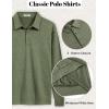 COOFANDY Mens Polo Shirts Long Sleeve Casual Lightweigt Golf Polos Button Collared Tshirt(Army Green)