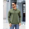 COOFANDY Mens Polo Shirts Long Sleeve Casual Lightweigt Golf Polos Button Collared Tshirt(Army Green)