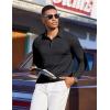 COOFANDY Mens Polo Shirts Long Sleeve Casual Lightweigt Golf Polos Button Collared Tshirt(Black)