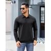 COOFANDY Mens Polo Shirts Long Sleeve Casual Lightweigt Golf Polos Button Collared Tshirt(Black)