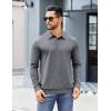 COOFANDY Mens Polo Shirts Long Sleeve Casual Lightweigt Golf Polos Button Collared Tshirt(Dark Gray)