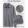 COOFANDY Mens Polo Shirts Long Sleeve Casual Lightweigt Golf Polos Button Collared Tshirt(Dark Gray)