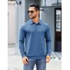 COOFANDY Mens Polo Shirts Long Sleeve Casual Lightweigt Golf Polos Button Collared Tshirt(Demin Blue)