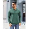 COOFANDY Mens Polo Shirts Long Sleeve Casual Lightweigt Golf Polos Button Collared Tshirt(Green)
