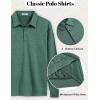 COOFANDY Mens Polo Shirts Long Sleeve Casual Lightweigt Golf Polos Button Collared Tshirt(Green)