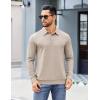 COOFANDY Mens Polo Shirts Long Sleeve Casual Lightweigt Golf Polos Button Collared Tshirt(Khaki)