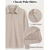 COOFANDY Mens Polo Shirts Long Sleeve Casual Lightweigt Golf Polos Button Collared Tshirt(Khaki)