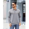 COOFANDY Mens Polo Shirts Long Sleeve Casual Lightweigt Golf Polos Button Collared Tshirt(Light Grey)