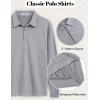 COOFANDY Mens Polo Shirts Long Sleeve Casual Lightweigt Golf Polos Button Collared Tshirt(Light Grey)