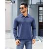 COOFANDY Mens Polo Shirts Long Sleeve Casual Lightweigt Golf Polos Button Collared Tshirt(Navy Blue)