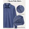 COOFANDY Mens Polo Shirts Long Sleeve Casual Lightweigt Golf Polos Button Collared Tshirt(Navy Blue)