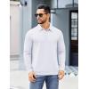 COOFANDY Mens Polo Shirts Long Sleeve Casual Lightweigt Golf Polos Button Collared Tshirt(White)