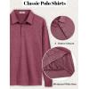 COOFANDY Mens Polo Shirts Long Sleeve Casual Lightweigt Golf Polos Button Collared Tshirt(Wine Red)