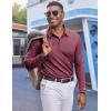 COOFANDY Mens Polo Shirts Long Sleeve Casual Lightweigt Golf Polos Button Collared Tshirt(Wine Red)
