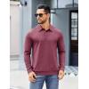 COOFANDY Mens Polo Shirts Long Sleeve Casual Lightweigt Golf Polos Button Collared Tshirt(Wine Red)
