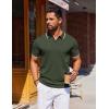 COOFANDY Mens Polo Shirts Short Sleeve Casual Knit Polo Shirt Vintage Golf T Shirts Old Money Tops(Army Green)