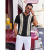 COOFANDY Mens Polo Shirts Short Sleeve Casual Knit Polo Shirt Vintage Golf T Shirts Old Money Tops(Black & Beige)