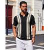 COOFANDY Mens Polo Shirts Short Sleeve Casual Knit Polo Shirt Vintage Golf T Shirts Old Money Tops(Black & Beige)