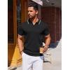 COOFANDY Mens Polo Shirts Short Sleeve Casual Knit Polo Shirt Vintage Golf T Shirts Old Money Tops(Black)