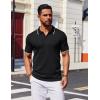 COOFANDY Mens Polo Shirts Short Sleeve Casual Knit Polo Shirt Vintage Golf T Shirts Old Money Tops(Black)
