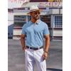 COOFANDY Mens Polo Shirts Short Sleeve Casual Knit Polo Shirt Vintage Golf T Shirts Old Money Tops(Blue)