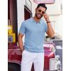 COOFANDY Mens Polo Shirts Short Sleeve Casual Knit Polo Shirt Vintage Golf T Shirts Old Money Tops(Blue)